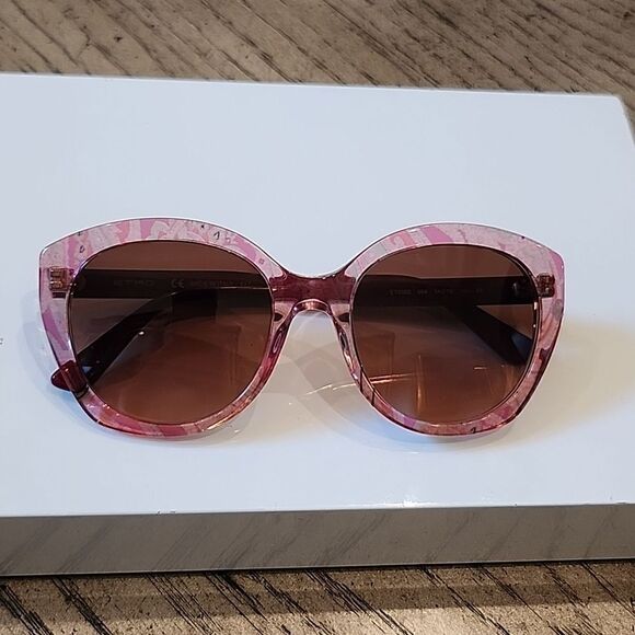 Etro Pink Patterned Cat-Eye Sunglasses with Brown Gradient Lenses main image 9